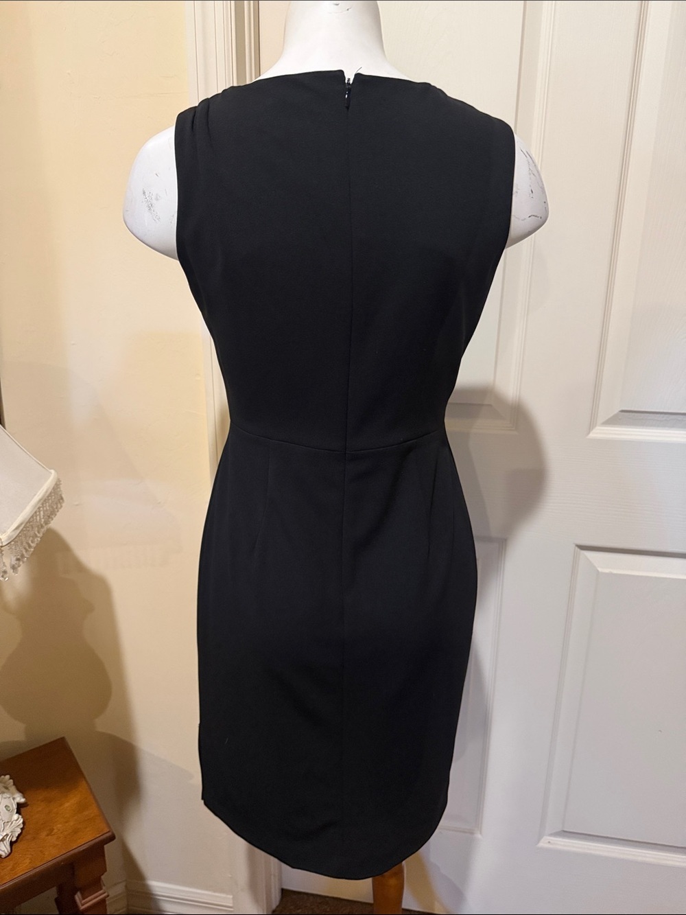 Calvin Klein Black Sheath Dress with Rosette. Size 4. - Picture 6 of 8